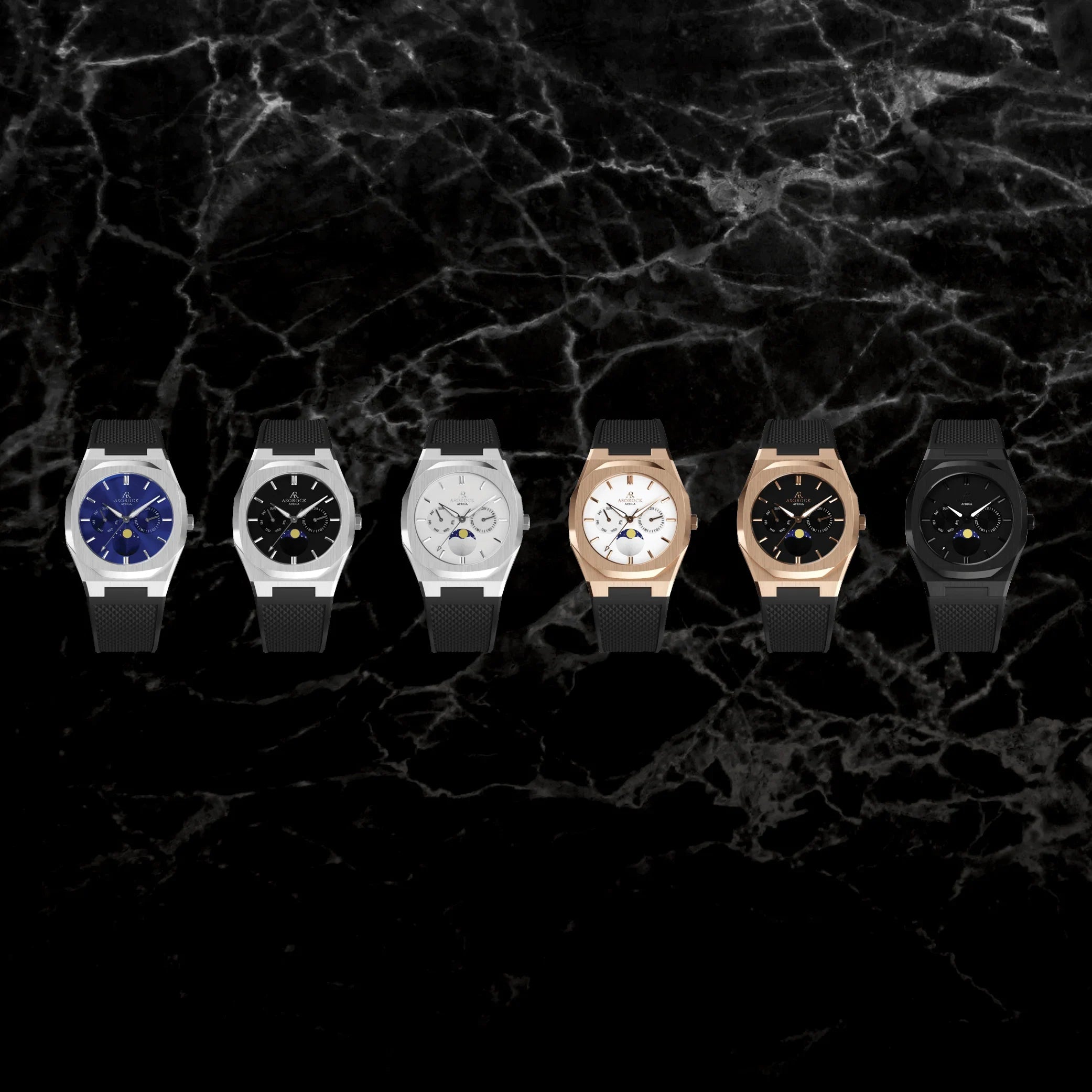 Transporter All Black Rubber strap (select clasp) - from ASOROCK WATCHES  a black african american owned luxury unique watch brand with swiss rolex AP homage style watches 