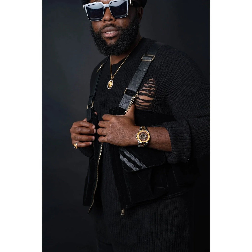 Two tone Gold/Red Tubili - from ASOROCK WATCHES  a black african american owned luxury unique watch brand with swiss rolex AP homage style watches 