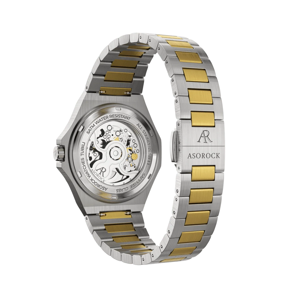 Two tone Gold/Red Tubili - from ASOROCK WATCHES  a black african american owned luxury unique watch brand with swiss rolex AP homage style watches 